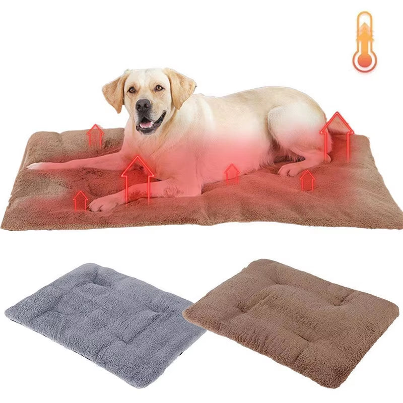 Self-Warming Heated Pet Pad Thick Indoor/Outdoor Mat for Dogs & Cats Energy-Saving Cushion Bed Anti-Slip Kennel Mat Pet Supplies