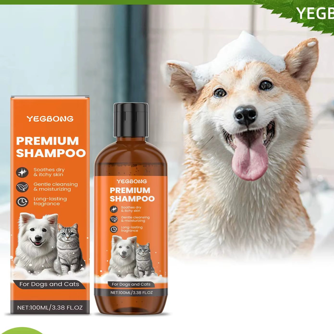 Natural Pet Shampoo for Dogs & Cats, Coconut Oil Derivative Formula, Removes Odor & Tangles, Flea & Insect Repellent,