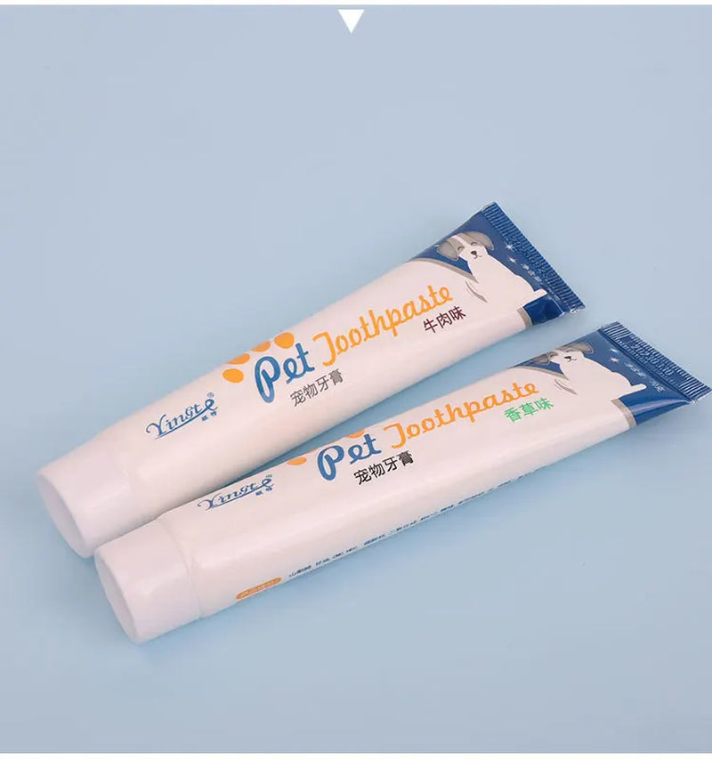 2Pcs 70G Pet Toothpaste Teeth Cleaning Dog Cats Oral Cleaning Improve Bad Breath Clean Tartar Cleaning Supplies Vanilla and Beef