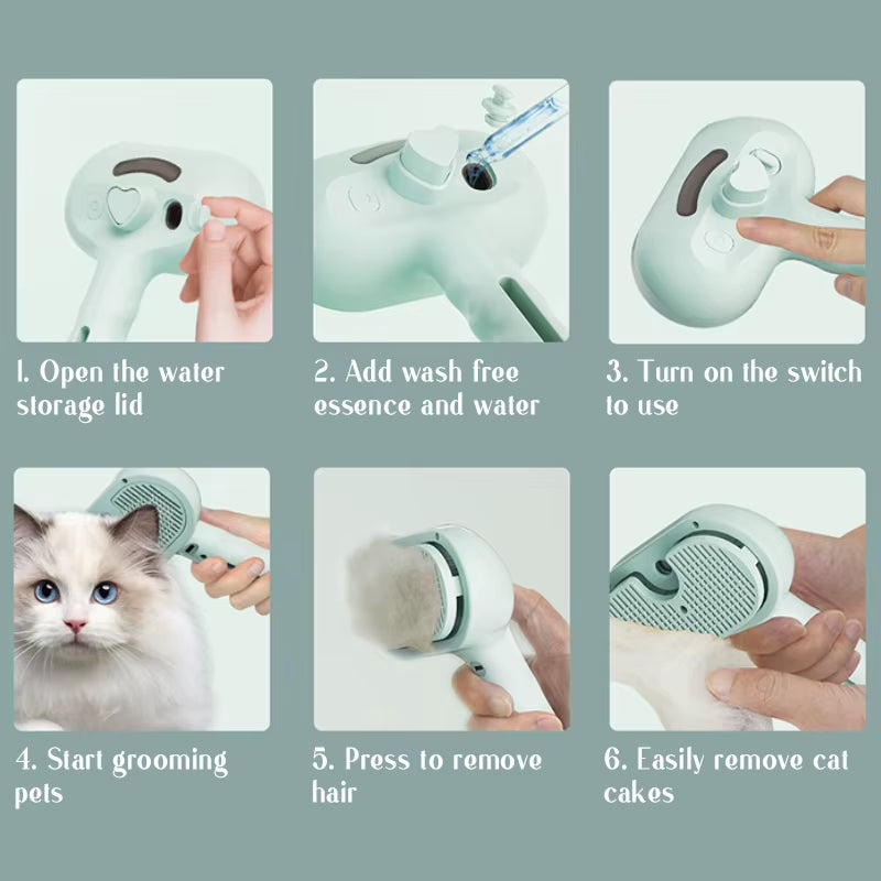 Dog Comb Pet Steam Massage Brush Safe round Head Soft Teeth Spray Hair Removal Comb for Dog Universal for Cats Dogs Accessories