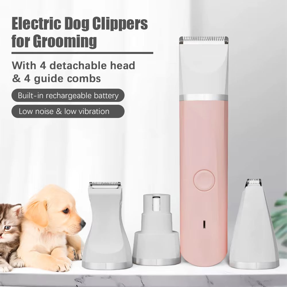 4 in 1 Pet Electric Hair Clipper for Dog Grooming Trimmer Nail Grinder Hair Cutting Machine for Pet Shop Small Medium Cats Dogs