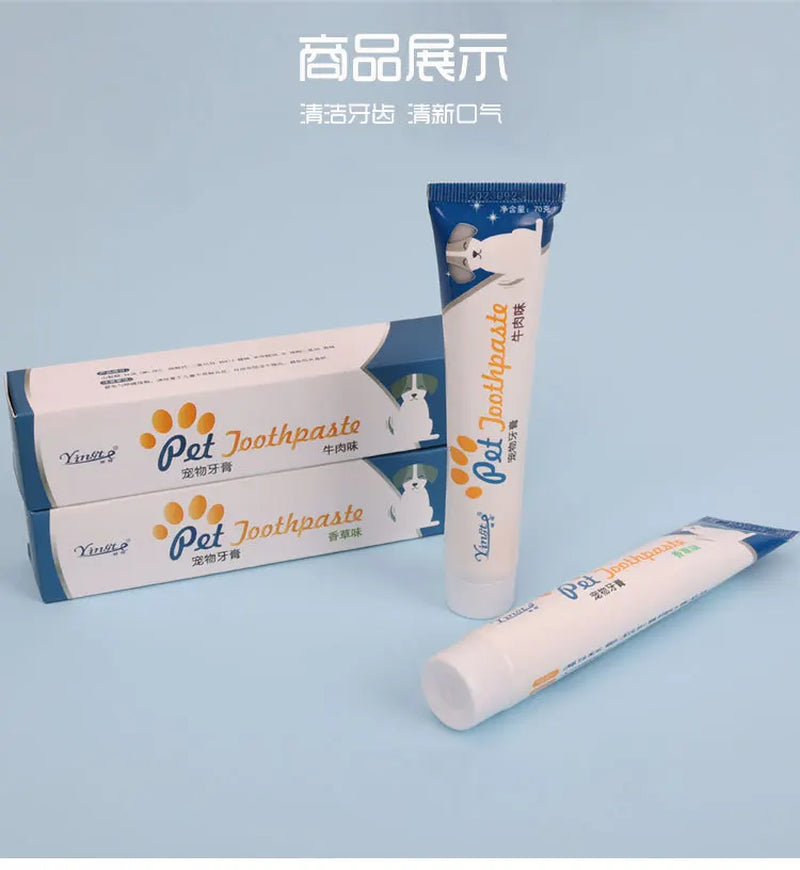 2Pcs 70G Pet Toothpaste Teeth Cleaning Dog Cats Oral Cleaning Improve Bad Breath Clean Tartar Cleaning Supplies Vanilla and Beef