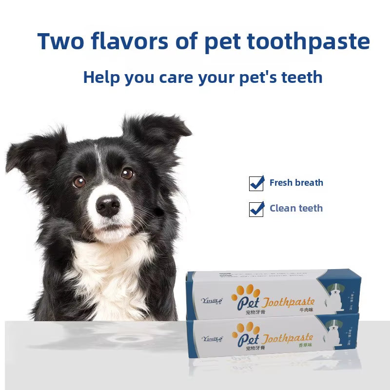 2Pcs 70G Pet Toothpaste Teeth Cleaning Dog Cats Oral Cleaning Improve Bad Breath Clean Tartar Cleaning Supplies Vanilla and Beef